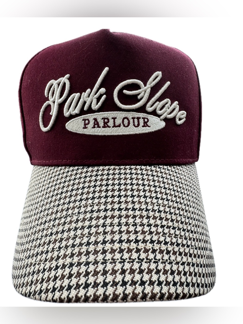 Anthropologie Maroon & Black Houndstooth 'Park Slope Parlour' Cap